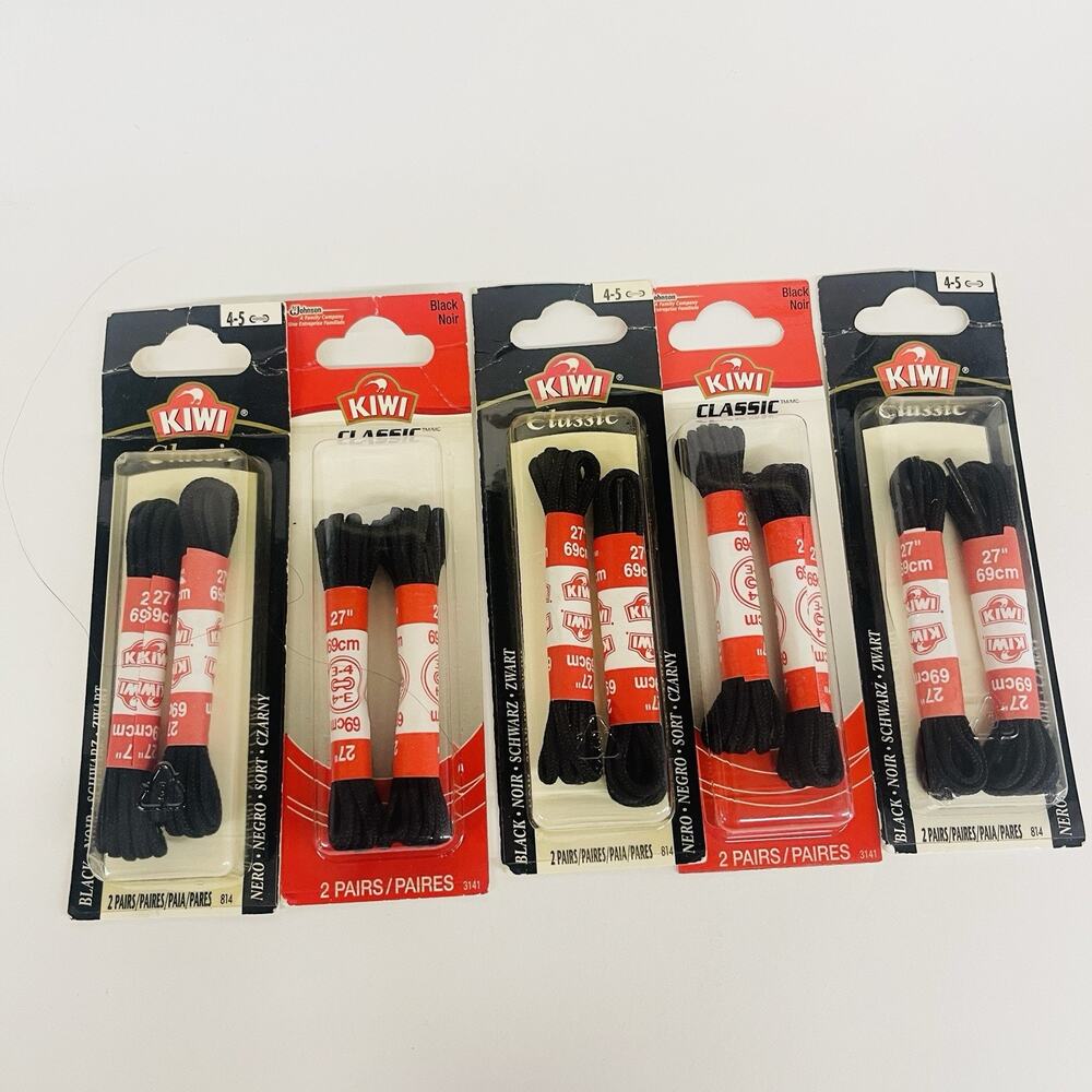 10 Pairs KIWI Dress‎ Round Shoe Lace Waxed Black Shoe Laces 27" Brand New #3141